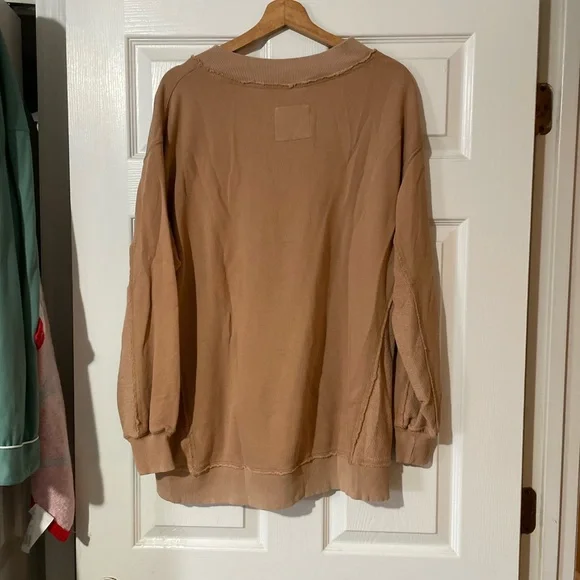 Aerie Women's Brown V-Neck Sweatshirt - Picture 3 of 3